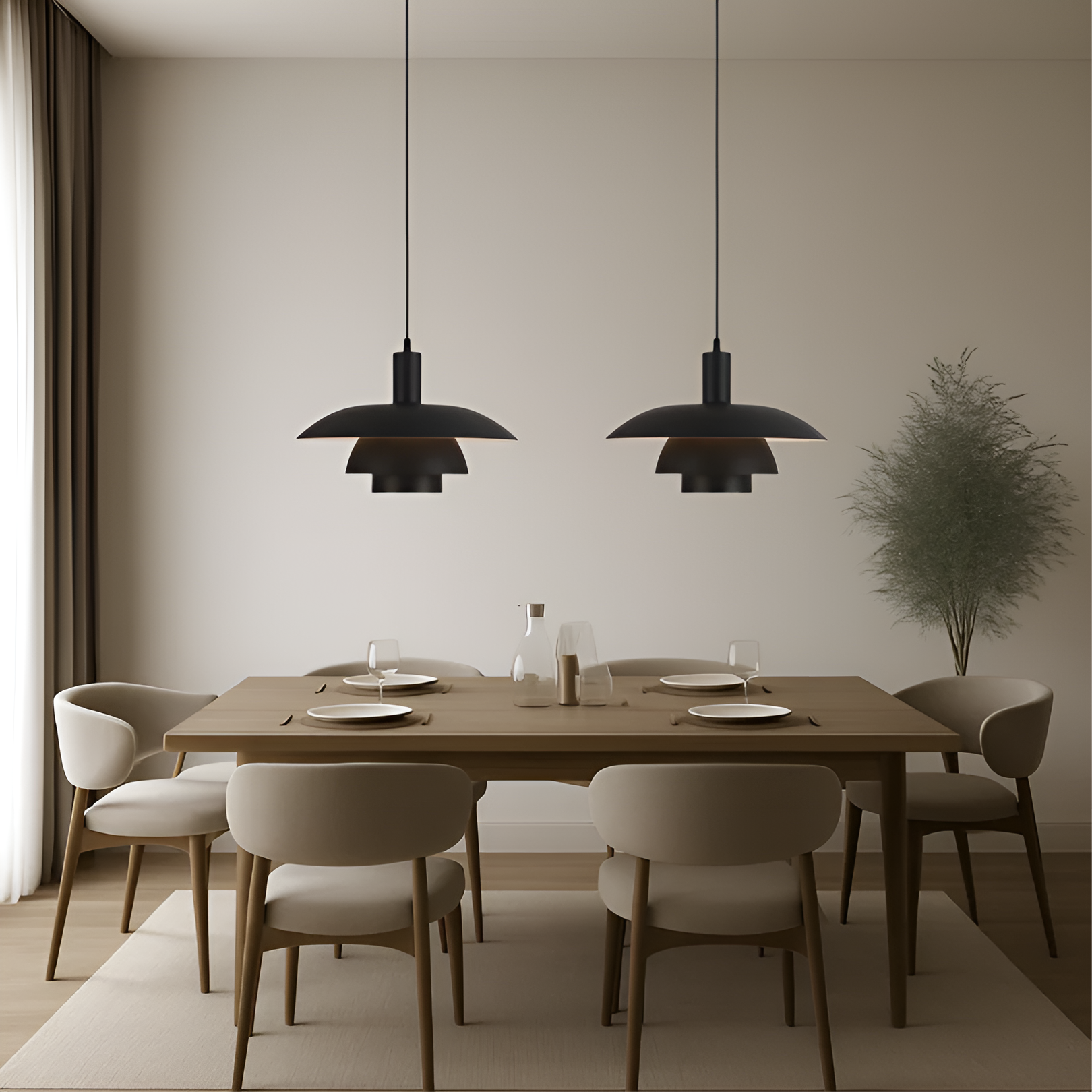 Pendant Lamp Scandinavian Style with Triple-Tier Shade and Rotary Dimmer Switch