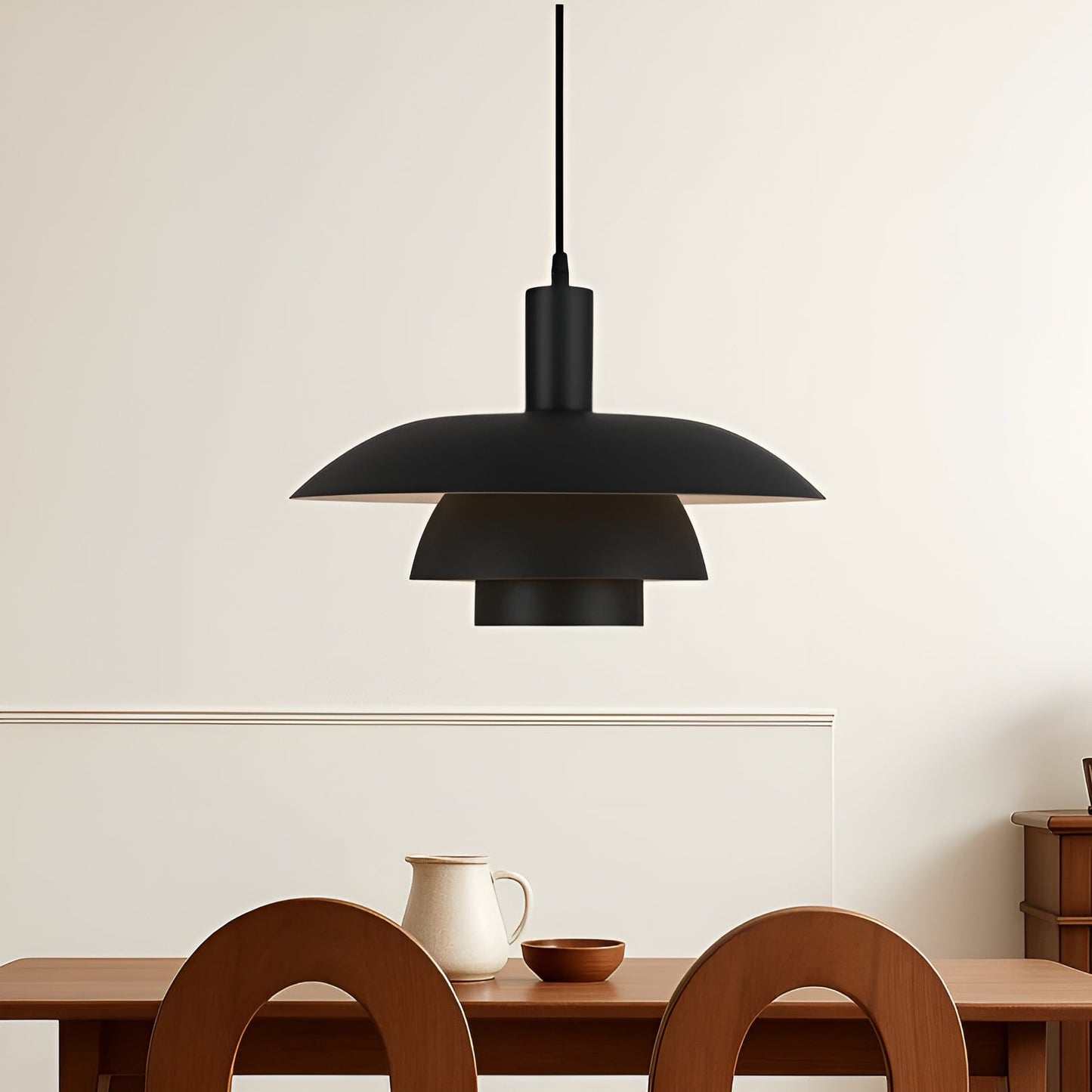 Pendant Lamp Scandinavian Style with Triple-Tier Shade and Rotary Dimmer Switch