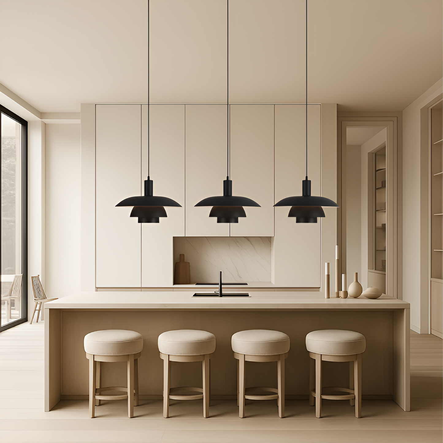 Pendant Lamp Scandinavian Style with Triple-Tier Shade and Rotary Dimmer Switch