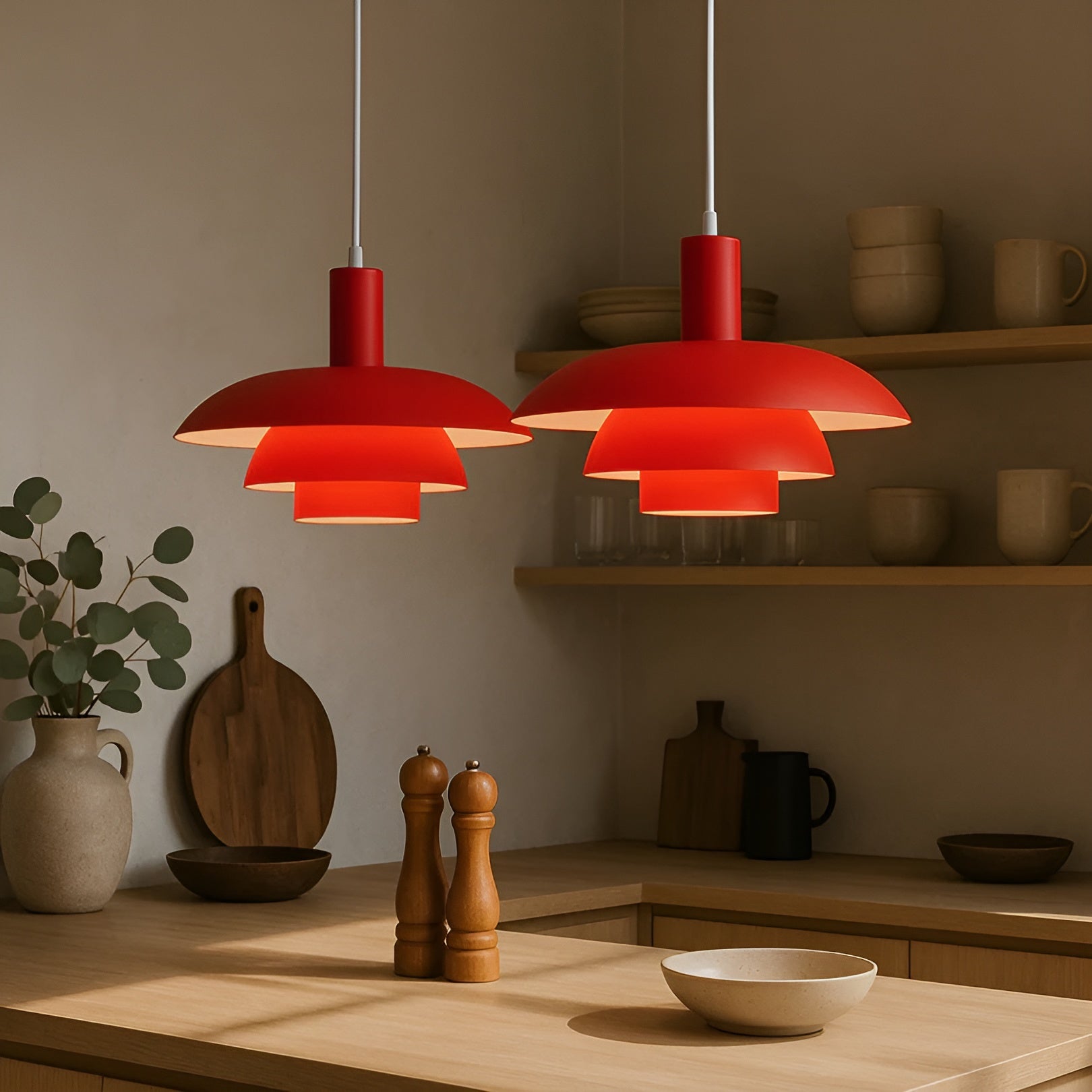 Pendant Lamp Scandinavian Style with Triple-Tier Shade and Rotary Dimmer Switch