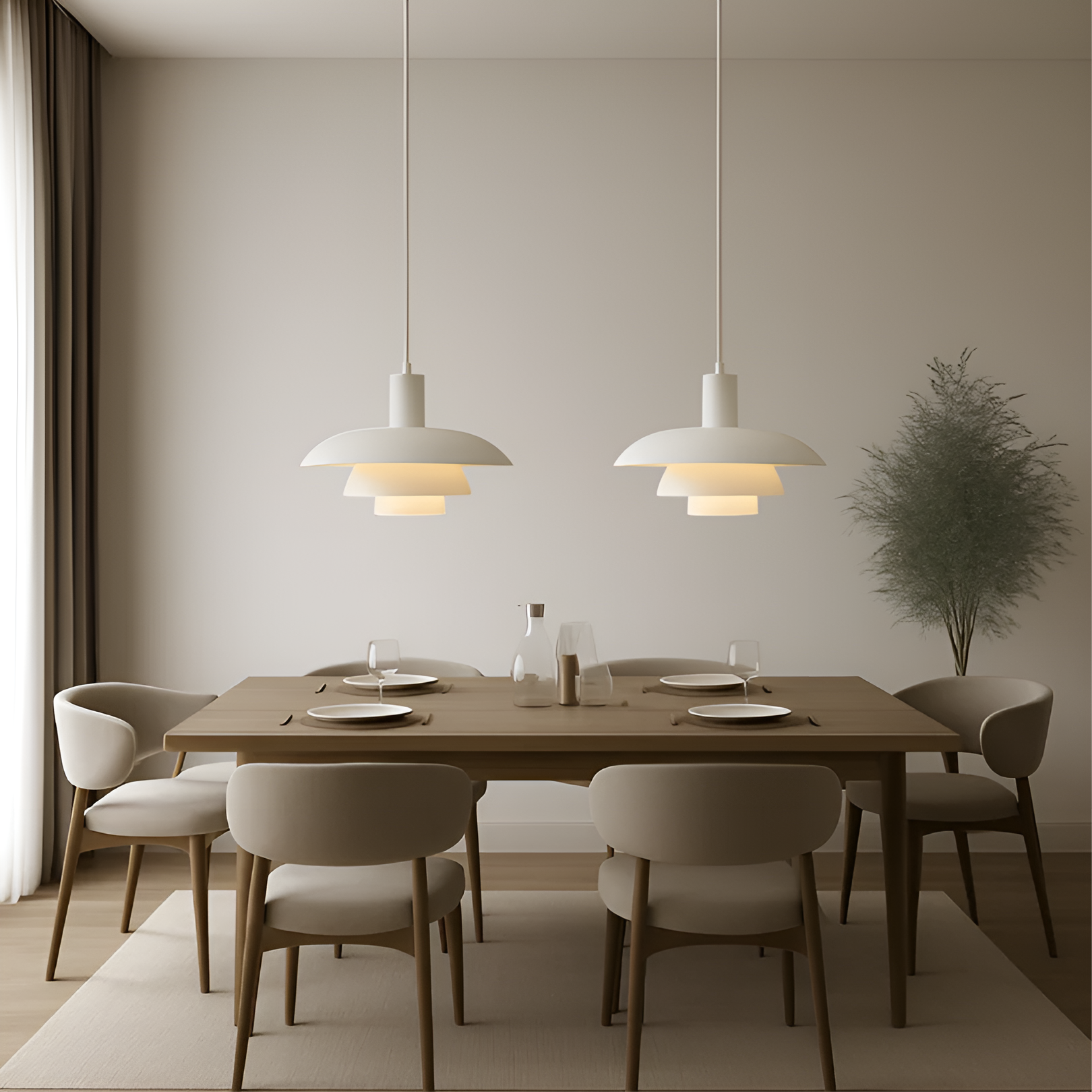 Pendant Lamp Scandinavian Style with Triple-Tier Shade and Rotary Dimmer Switch