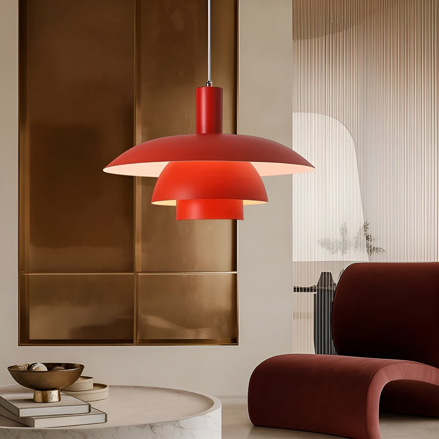 Pendant Lamp Scandinavian Style with Triple-Tier Shade and Rotary Dimmer Switch