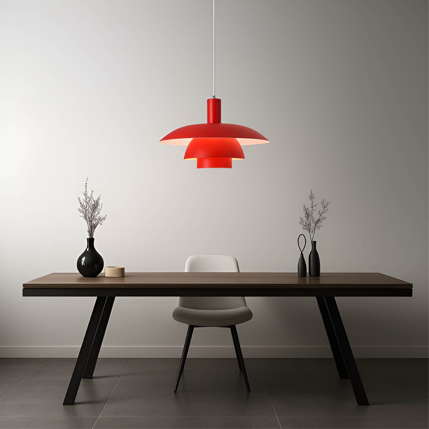 Pendant Lamp Scandinavian Style with Triple-Tier Shade and Rotary Dimmer Switch