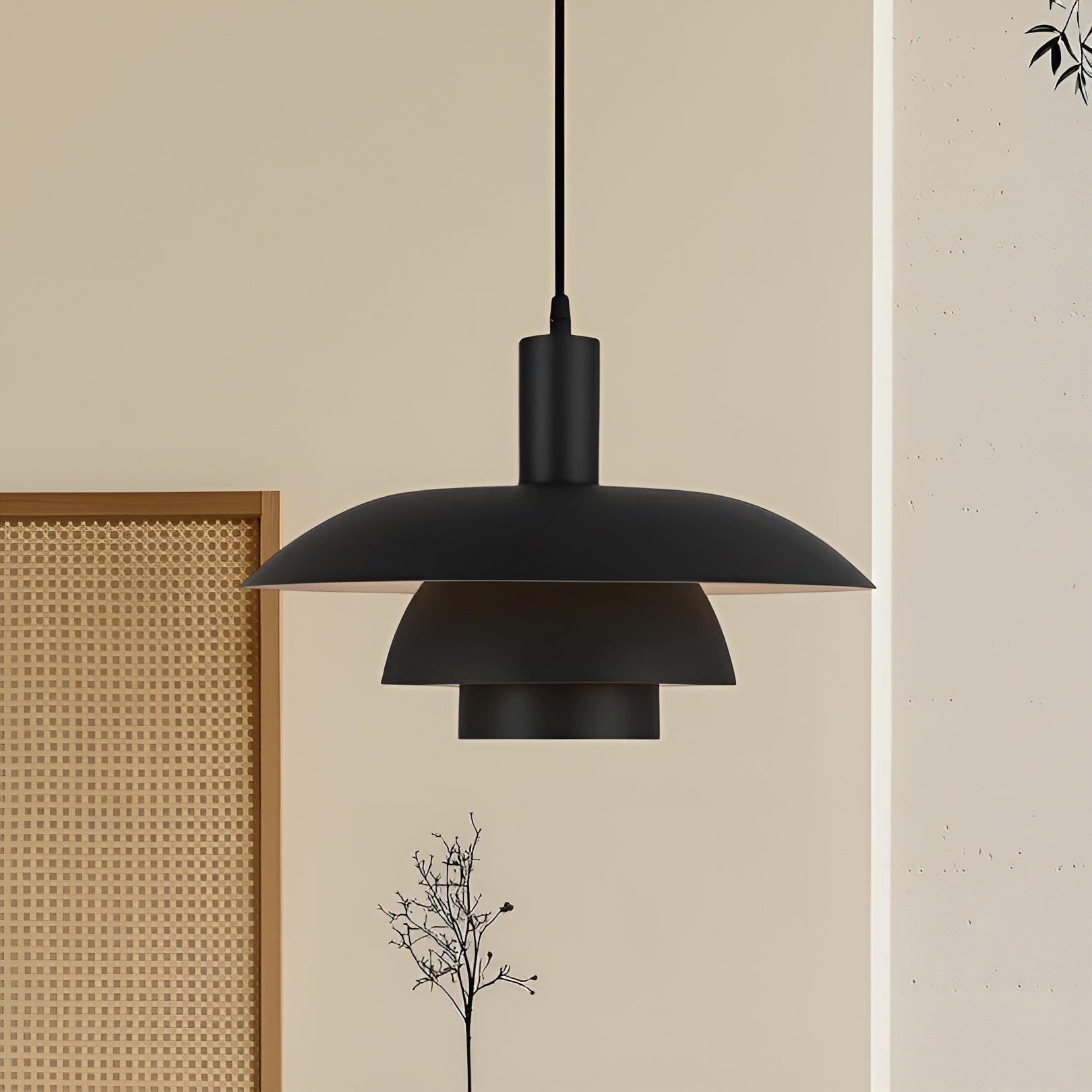Pendant Lamp Scandinavian Style with Triple-Tier Shade and Rotary Dimmer Switch