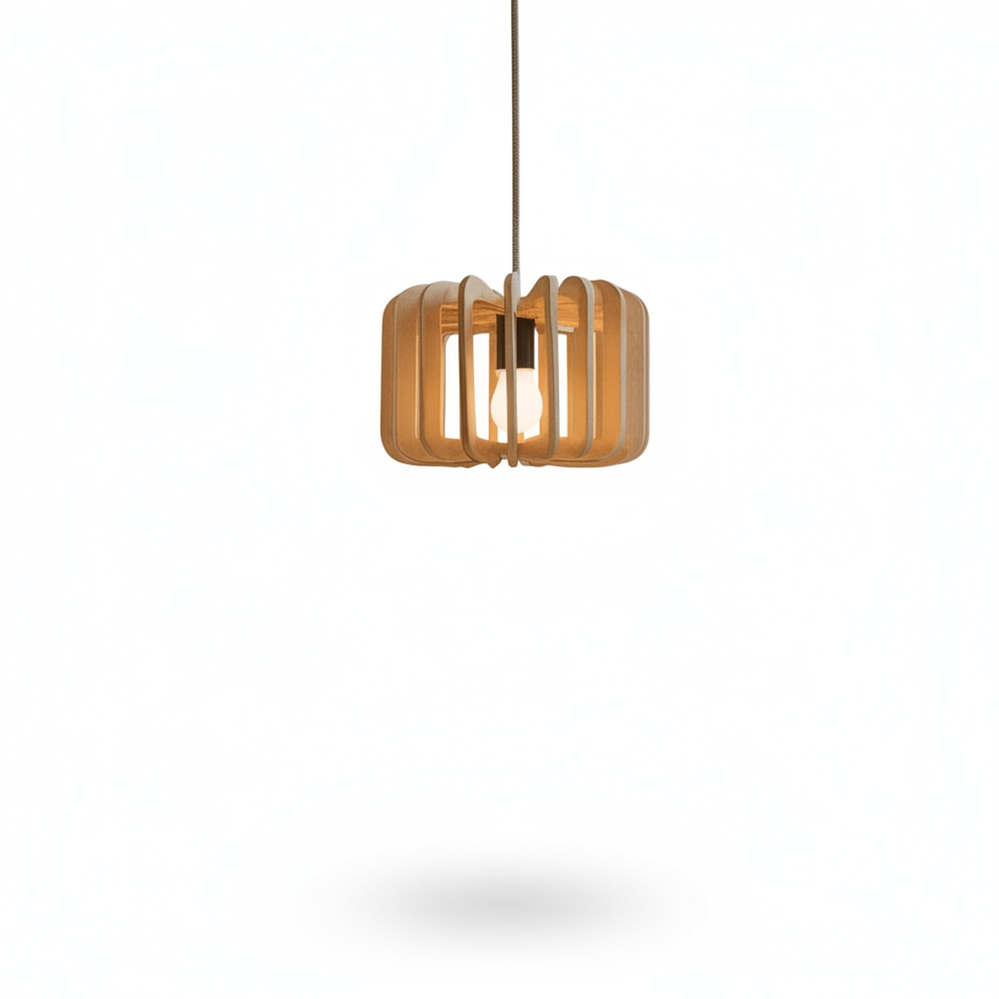 Pendant Lamp Scandinavian with Acoustic Felt Shade and Slatted Design