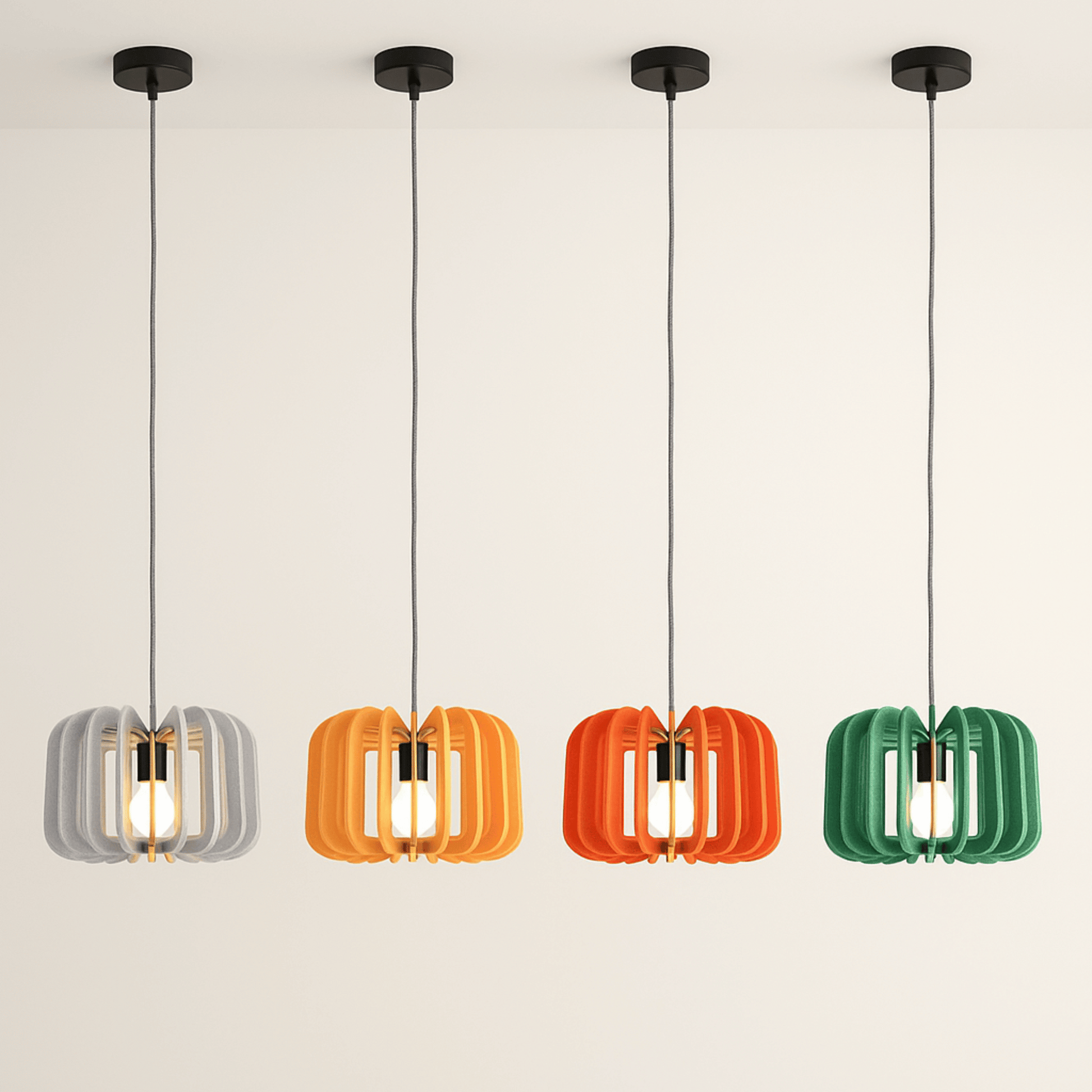 Pendant Lamp Scandinavian with Acoustic Felt Shade and Slatted Design