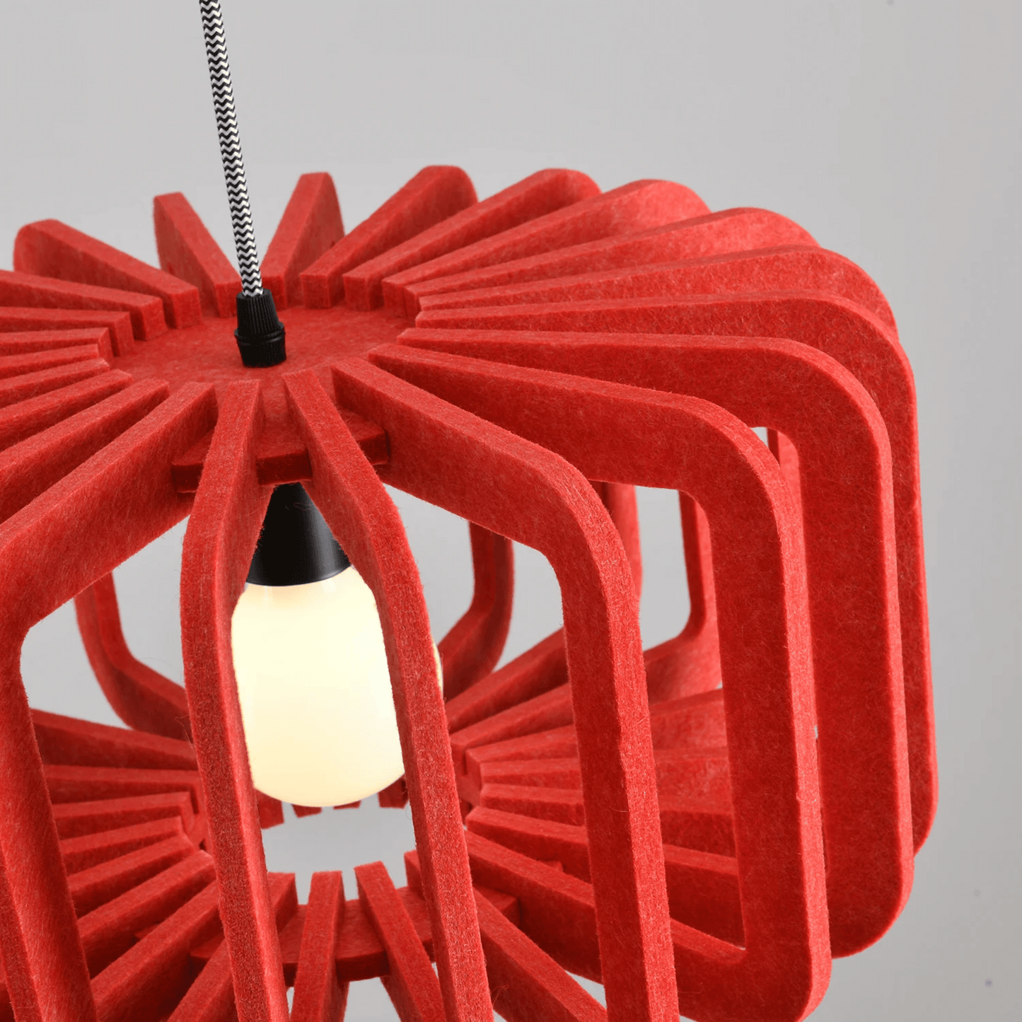 Pendant Lamp Scandinavian with Acoustic Felt Shade and Slatted Design