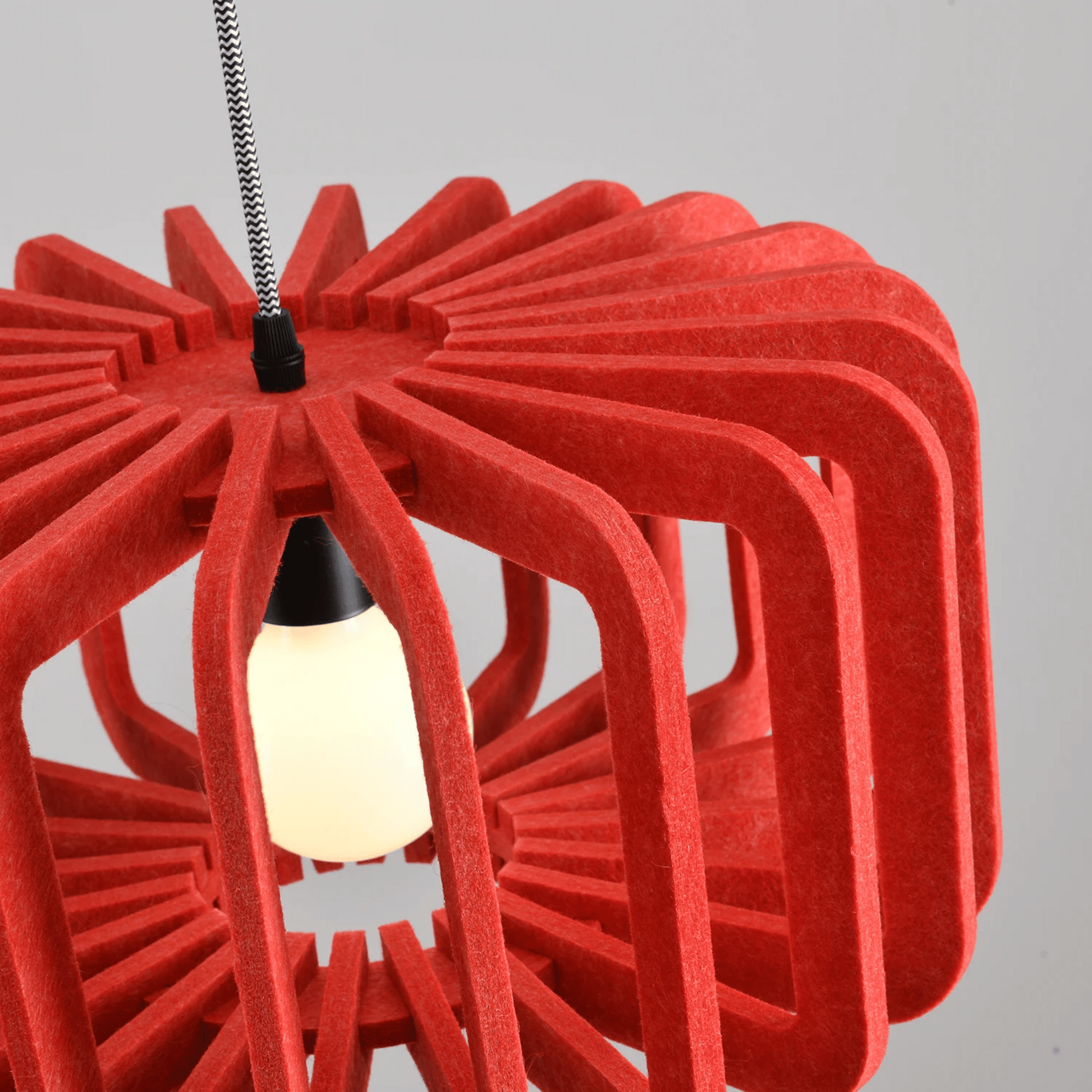 Pendant Lamp Scandinavian with Acoustic Felt Shade and Slatted Design