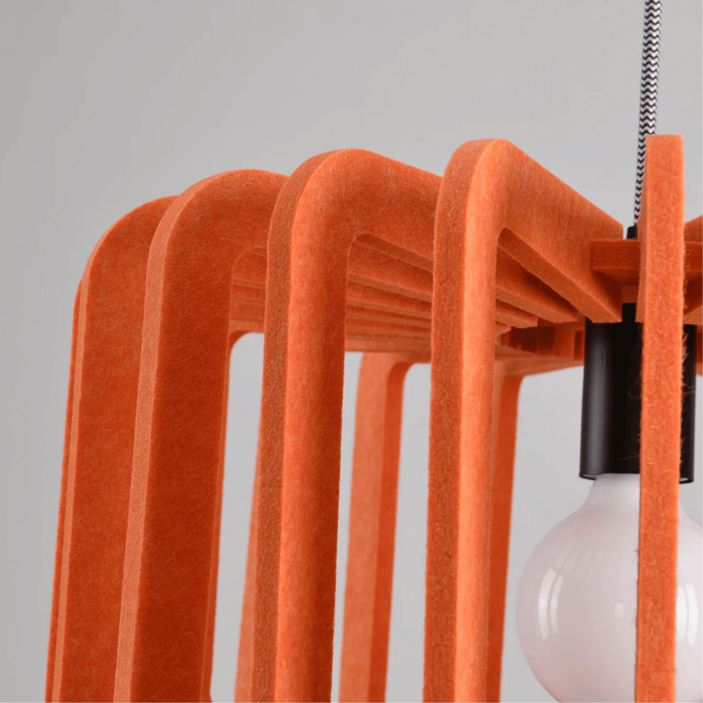 Pendant Lamp Scandinavian with Acoustic Felt Shade and Slatted Design