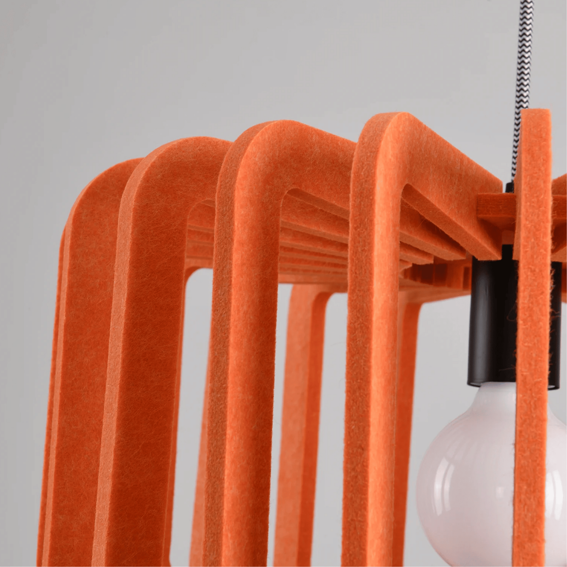 Pendant Lamp Scandinavian with Acoustic Felt Shade and Slatted Design