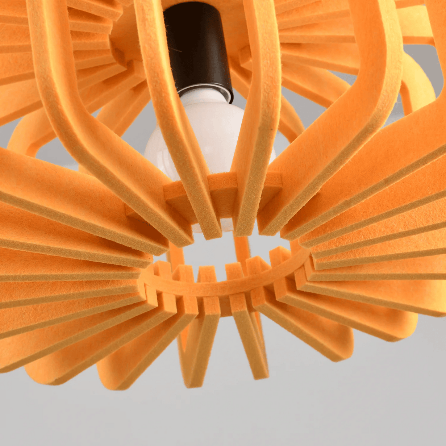 Pendant Lamp Scandinavian with Acoustic Felt Shade and Slatted Design