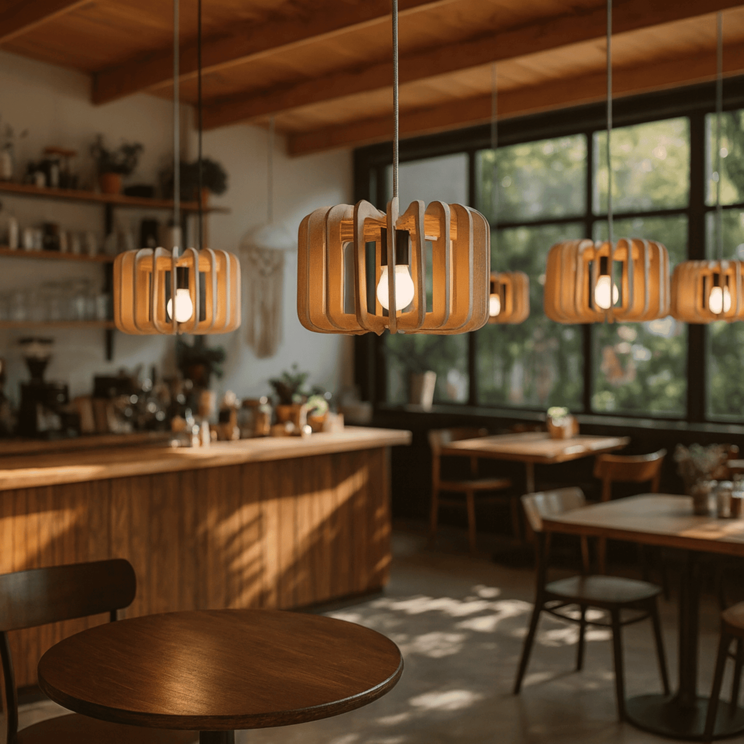 Pendant Lamp Scandinavian with Acoustic Felt Shade and Slatted Design