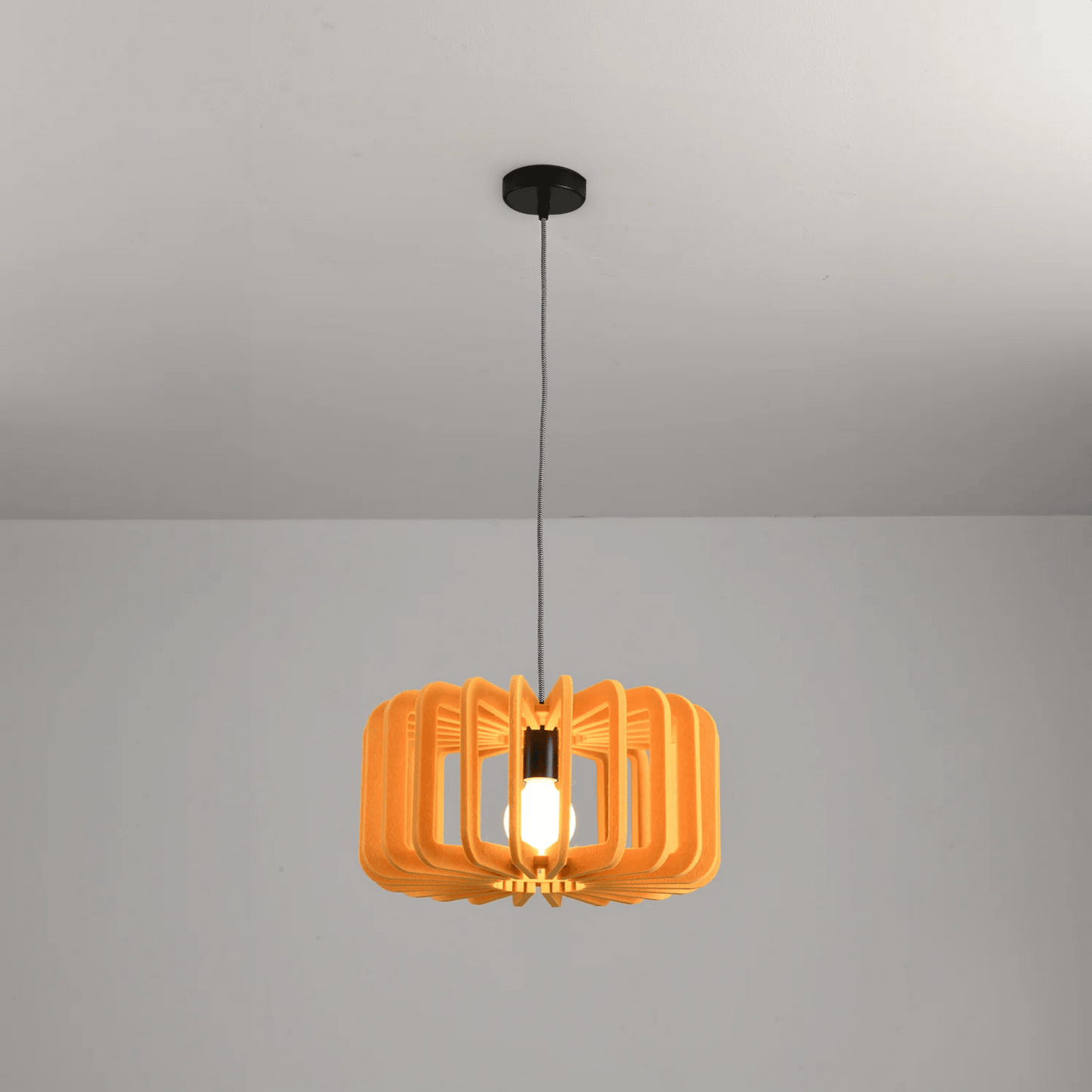 Pendant Lamp Scandinavian with Acoustic Felt Shade and Slatted Design