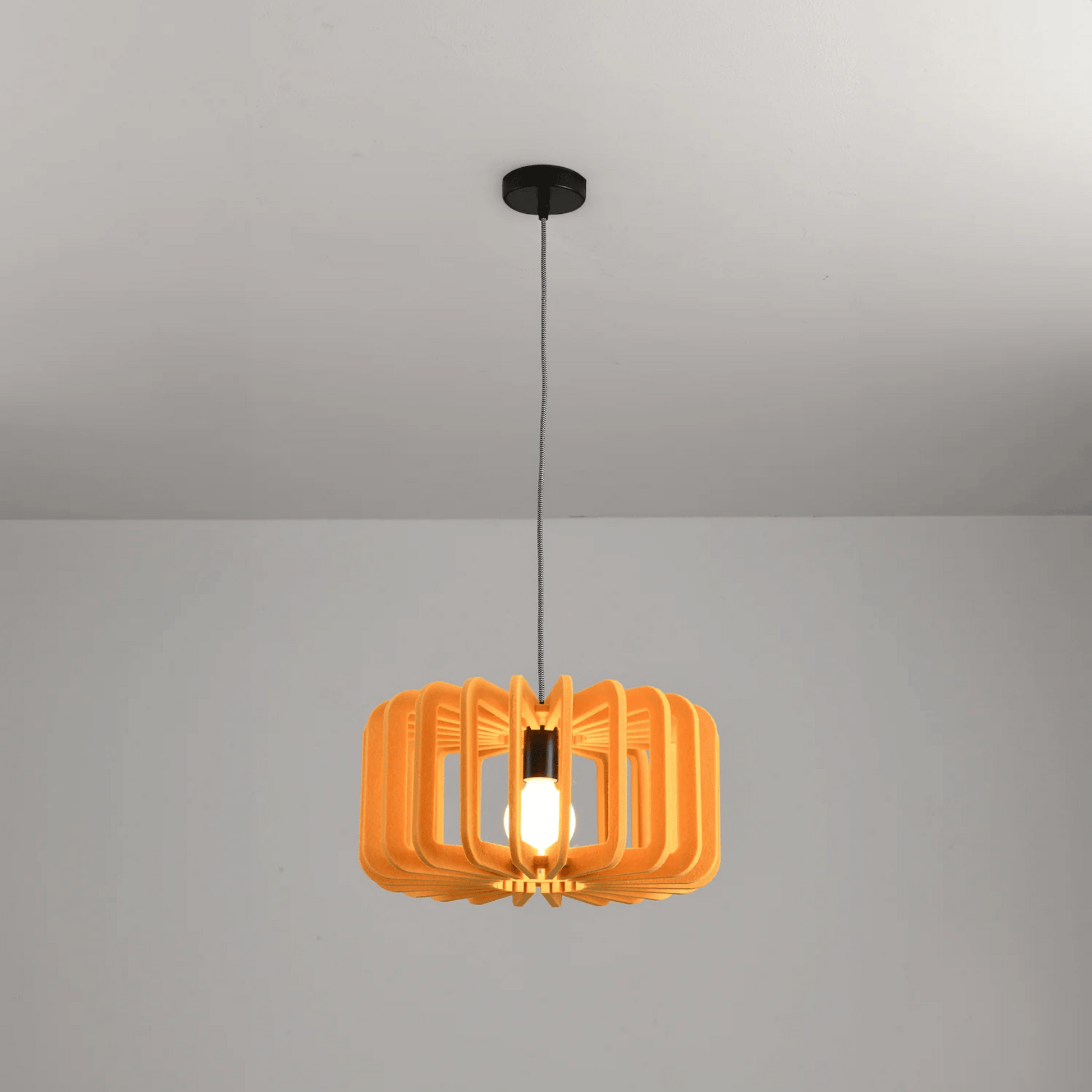 Pendant Lamp Scandinavian with Acoustic Felt Shade and Slatted Design