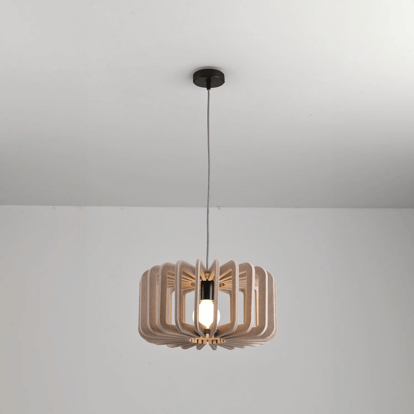 Pendant Lamp Scandinavian with Acoustic Felt Shade and Slatted Design