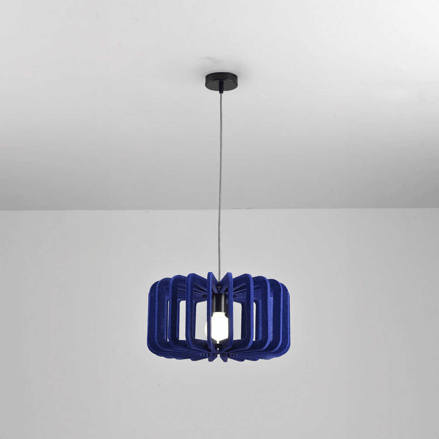 Pendant Lamp Scandinavian with Acoustic Felt Shade and Slatted Design