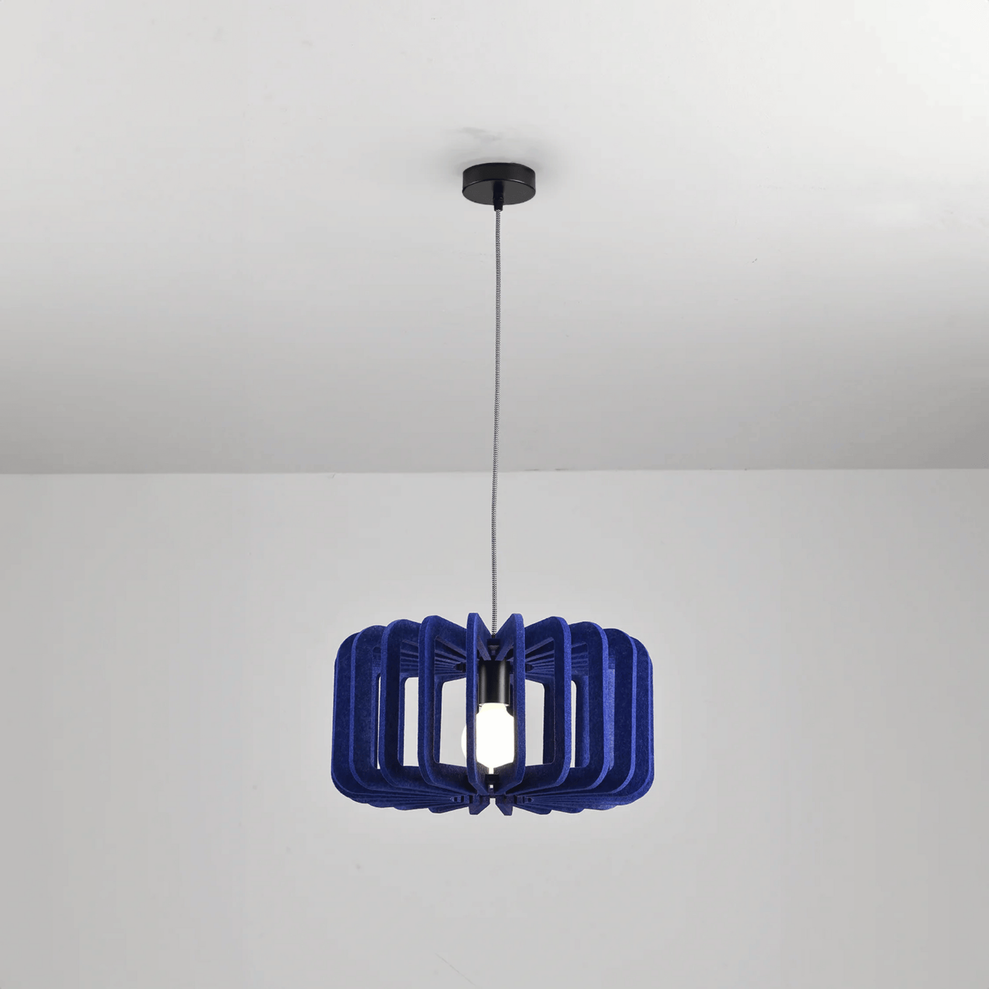 Pendant Lamp Scandinavian with Acoustic Felt Shade and Slatted Design