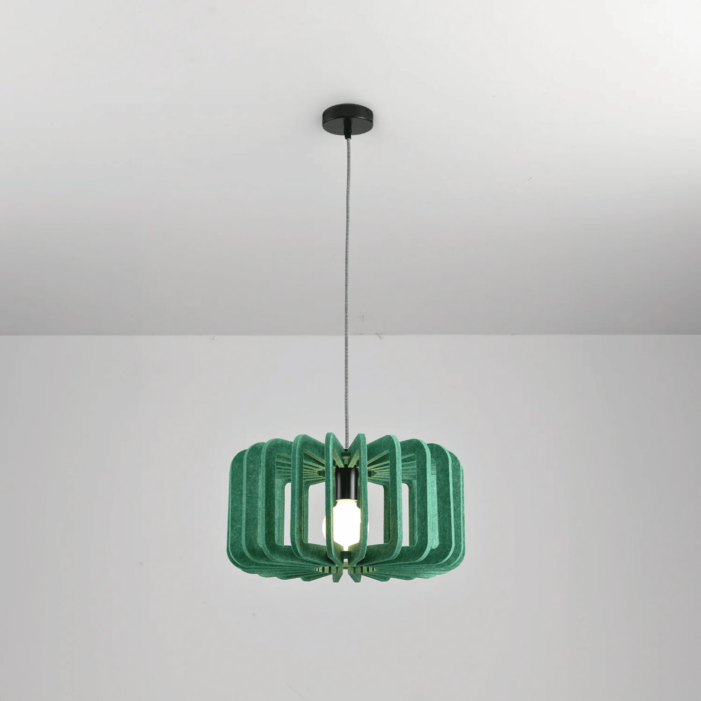 Pendant Lamp Scandinavian with Acoustic Felt Shade and Slatted Design