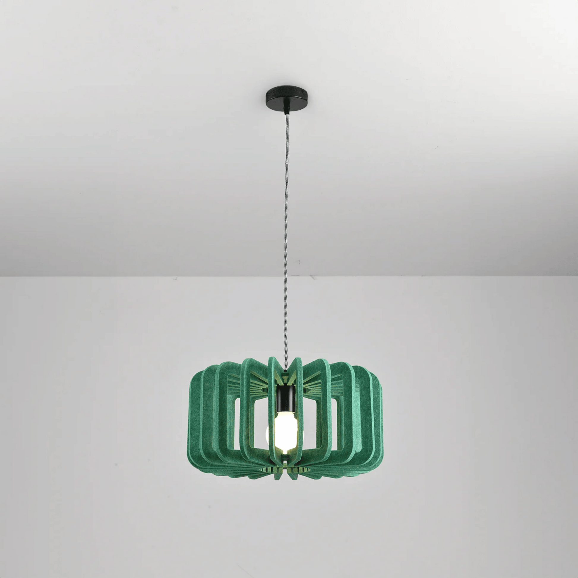 Pendant Lamp Scandinavian with Acoustic Felt Shade and Slatted Design