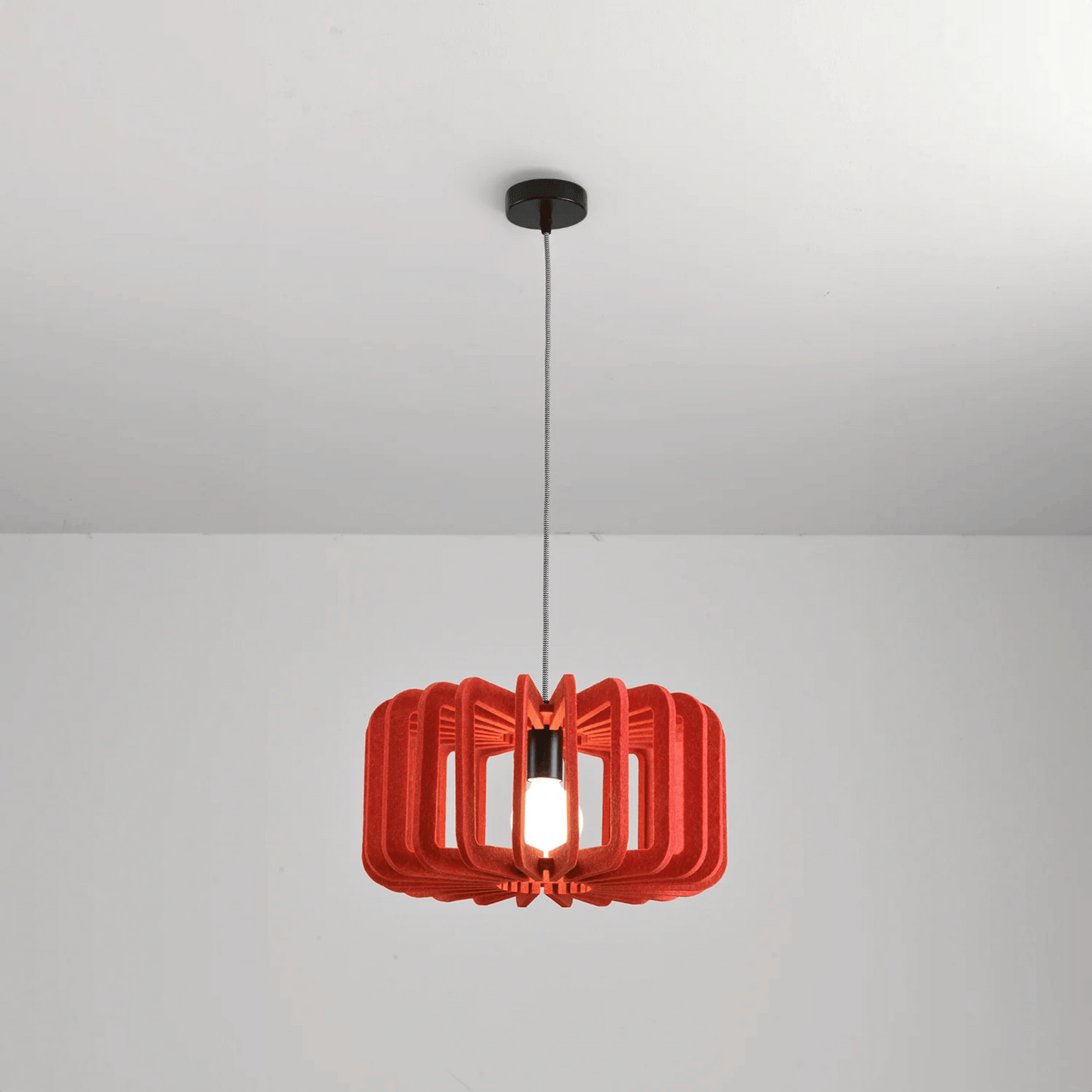 Pendant Lamp Scandinavian with Acoustic Felt Shade and Slatted Design
