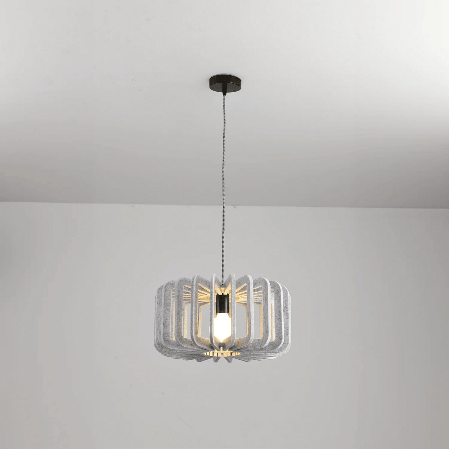 Pendant Lamp Scandinavian with Acoustic Felt Shade and Slatted Design