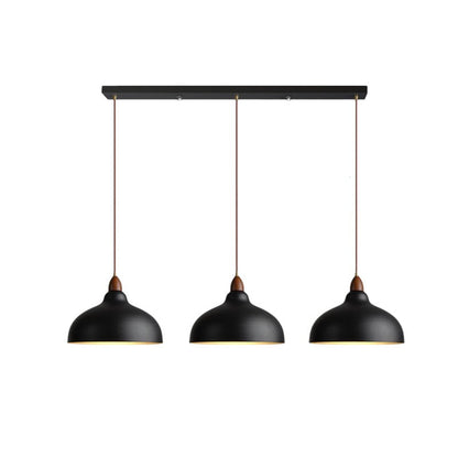 Pendant Lamp Scandinavian with Dome Shade and Wood Detail