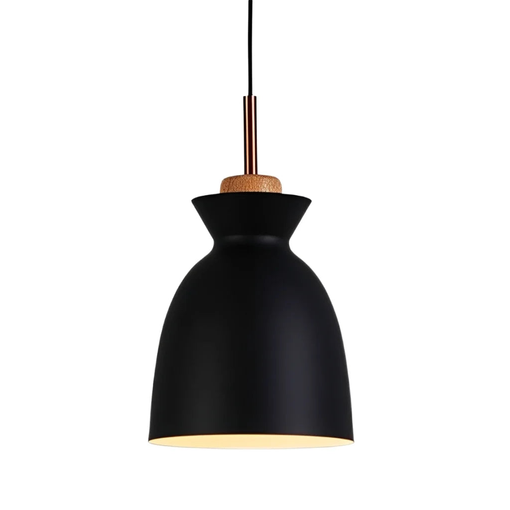 Pendant Lamp Scandinavian with Dome Shade and Wood Detail