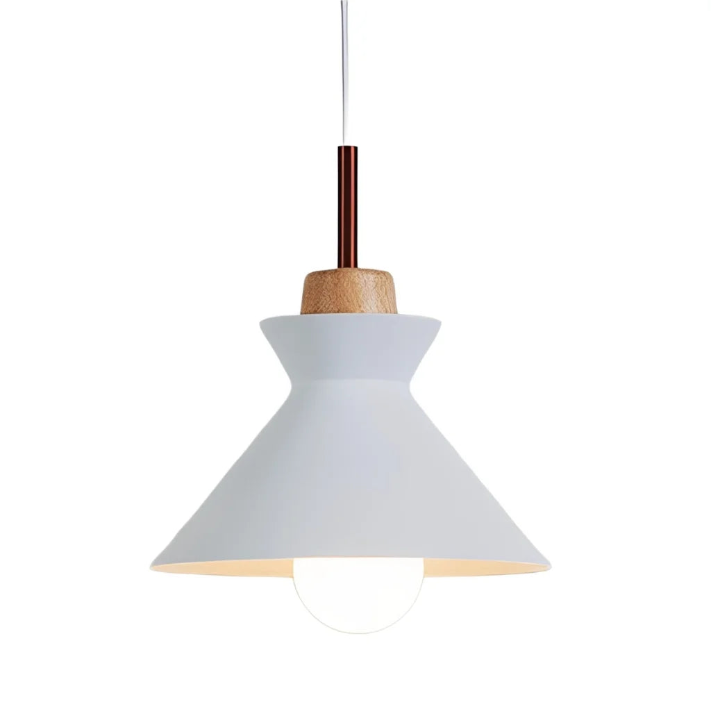 Pendant Lamp Scandinavian with Dome Shade and Wood Detail