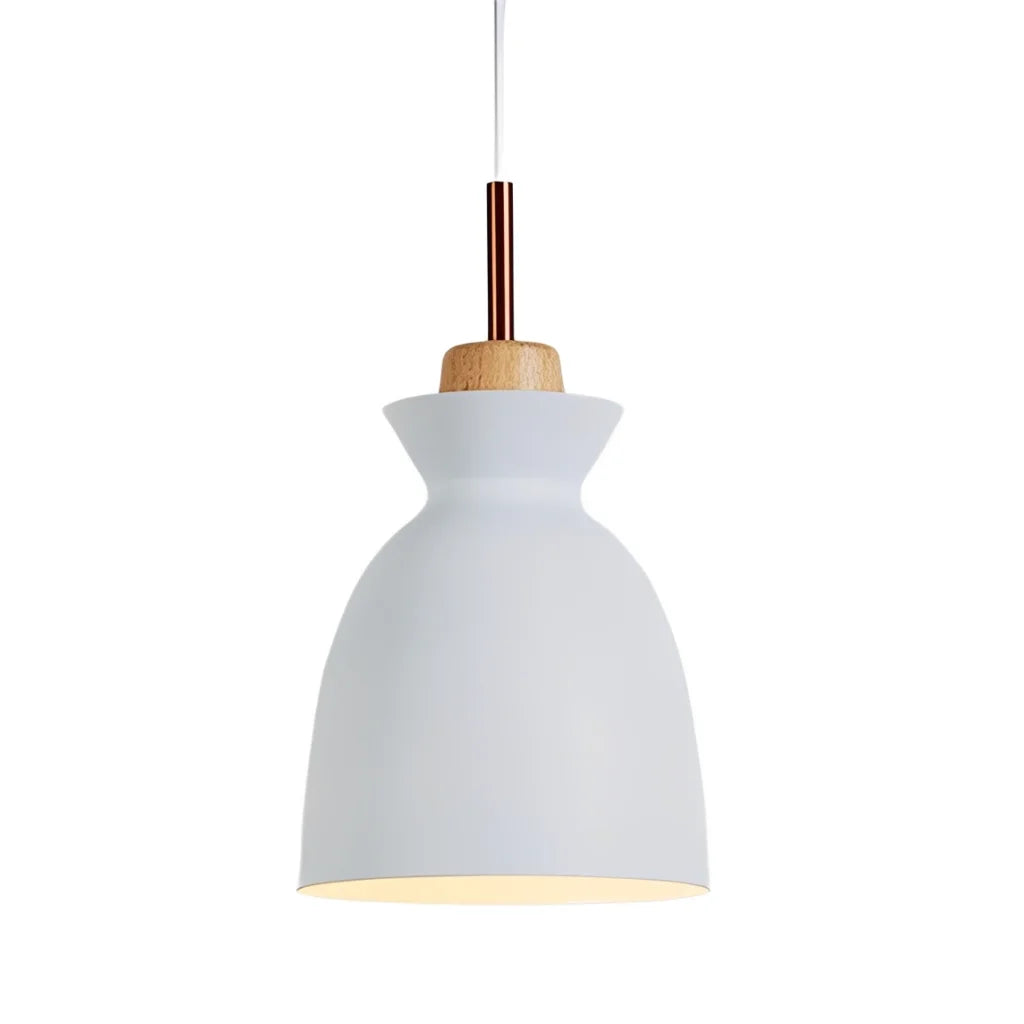 Pendant Lamp Scandinavian with Dome Shade and Wood Detail