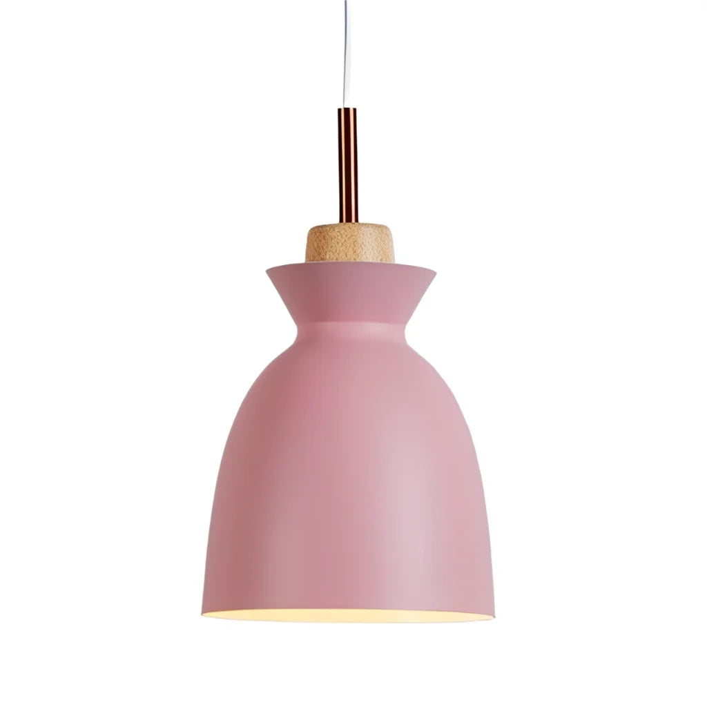 Pendant Lamp Scandinavian with Dome Shade and Wood Detail