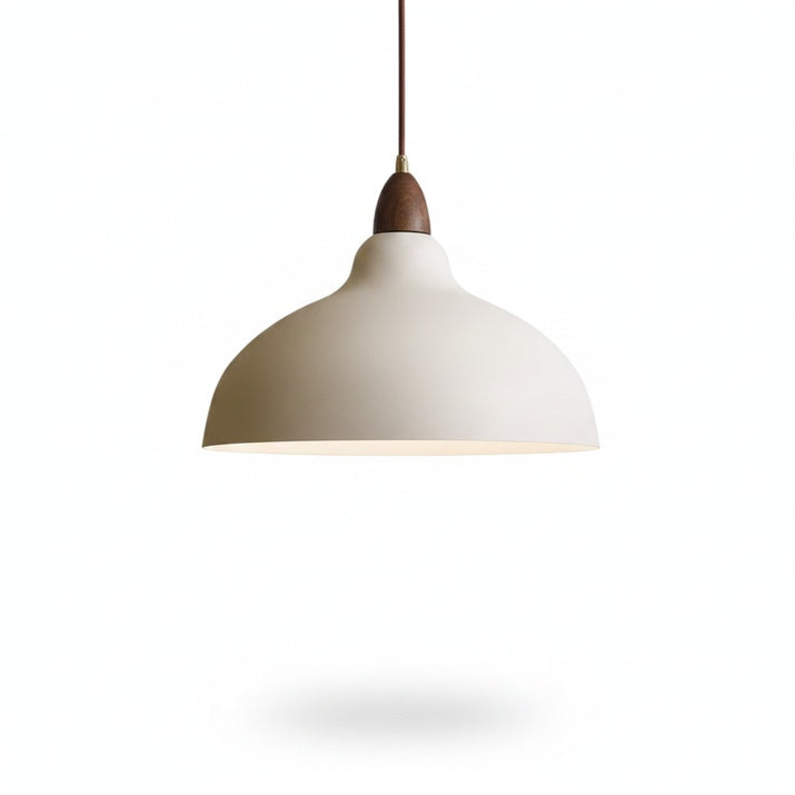 Pendant Lamp Scandinavian with Dome Shade and Wood Detail