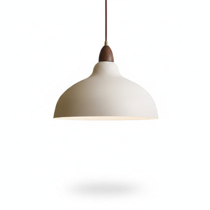Pendant Lamp Scandinavian with Dome Shade and Wood Detail