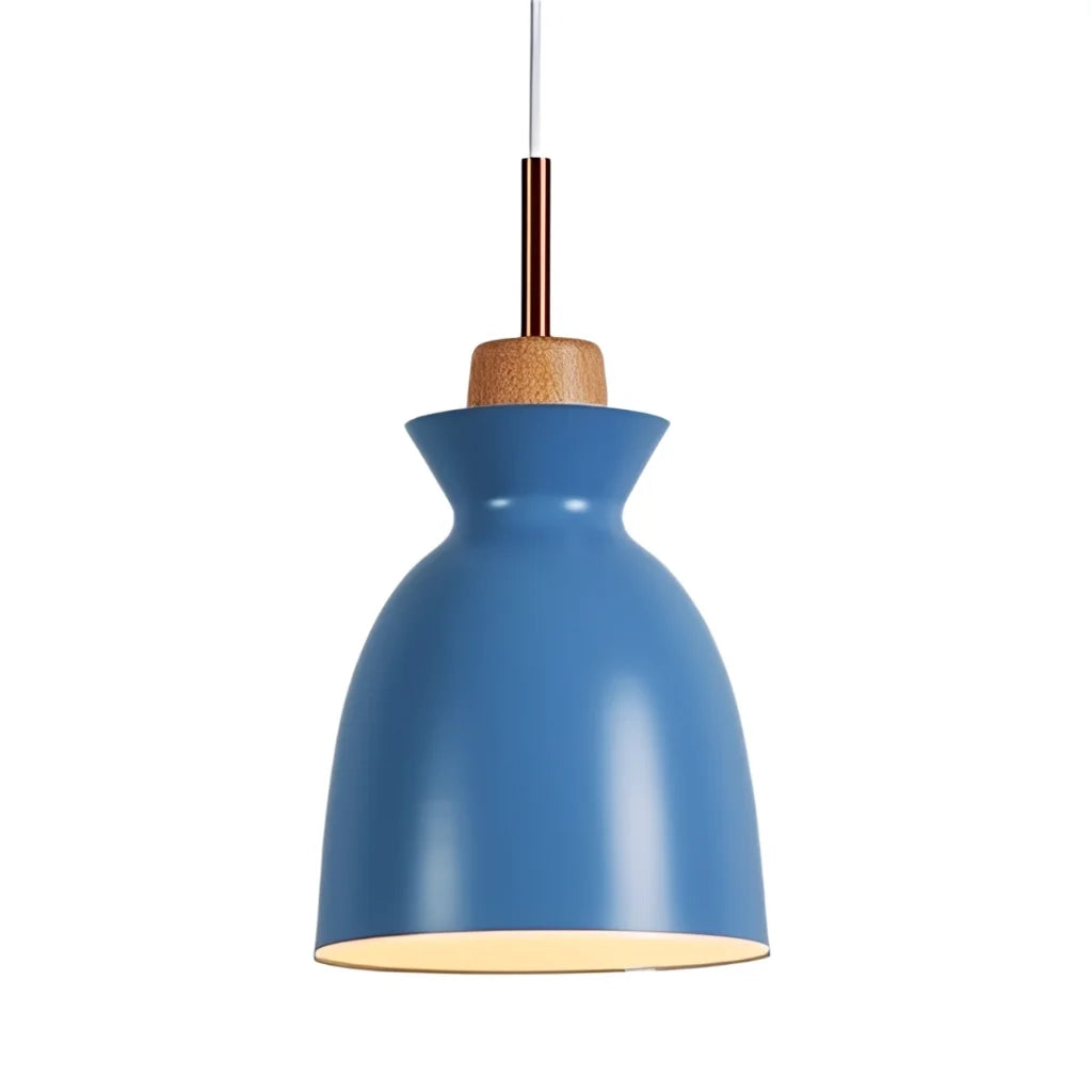 Pendant Lamp Scandinavian with Dome Shade and Wood Detail