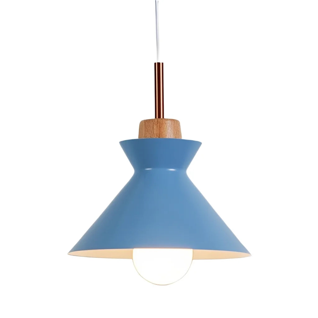 Pendant Lamp Scandinavian with Dome Shade and Wood Detail