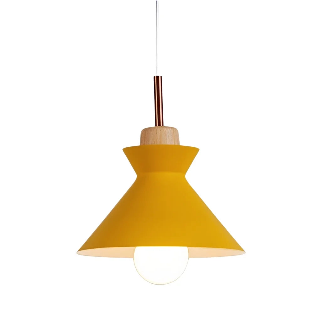 Pendant Lamp Scandinavian with Dome Shade and Wood Detail