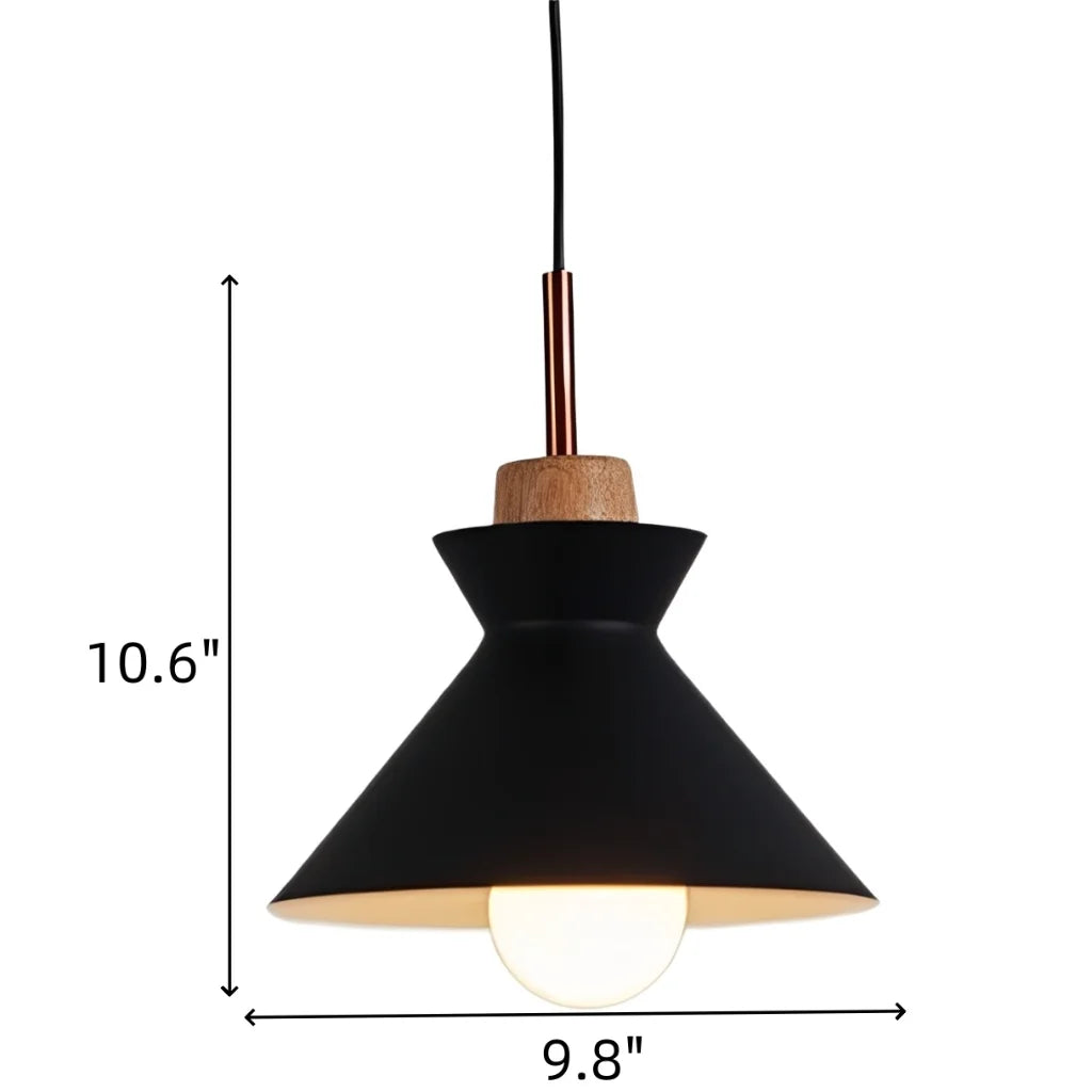 Pendant Lamp Scandinavian with Dome Shade and Wood Detail