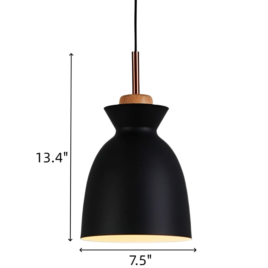 Pendant Lamp Scandinavian with Dome Shade and Wood Detail