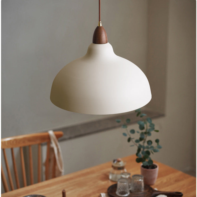 Pendant Lamp Scandinavian with Dome Shade and Wood Detail