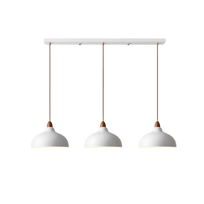 Pendant Lamp Scandinavian with Dome Shade and Wood Detail