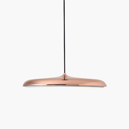 Pendant Lamp Scandinavian with Flat Round Shade and Integrated LED