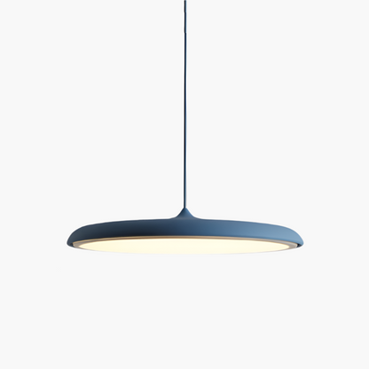 Pendant Lamp Scandinavian with Flat Round Shade and Integrated LED
