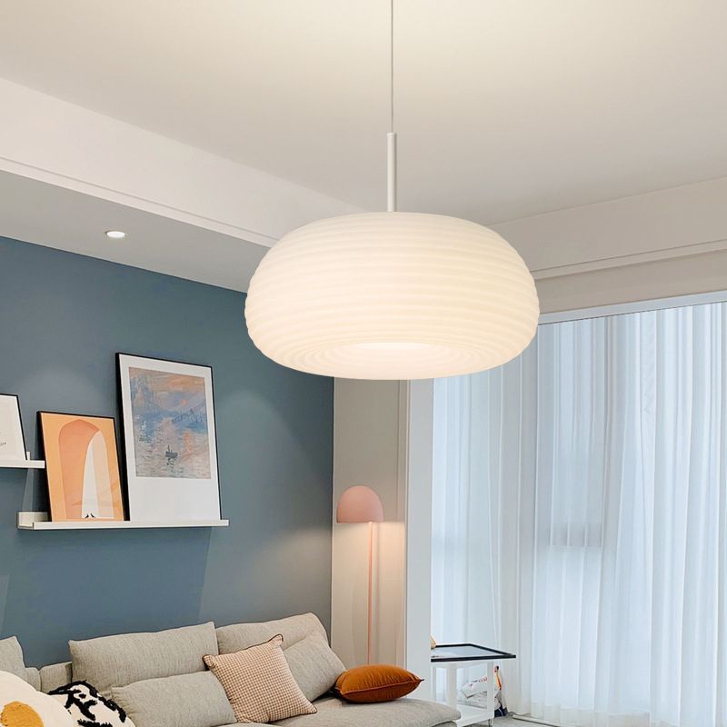 Pendant Lamp Scandinavian with Ribbed Oval Shade and Adjustable Cord