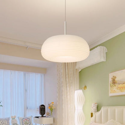 Pendant Lamp Scandinavian with Ribbed Oval Shade and Adjustable Cord