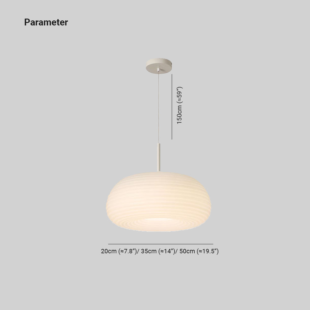 Pendant Lamp Scandinavian with Ribbed Oval Shade and Adjustable Cord