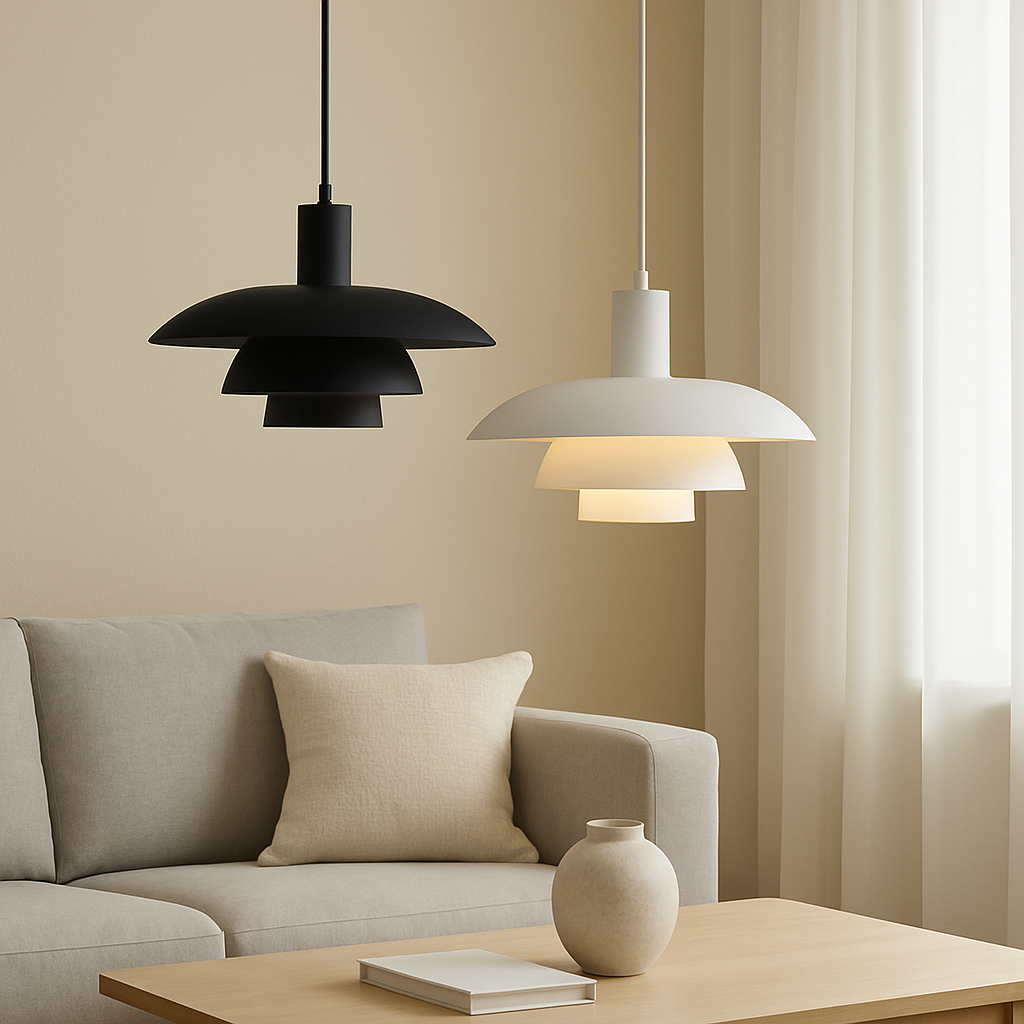 Pendant Lamp Scandinavian with Triple-Tiered Shade and Adjustable Height