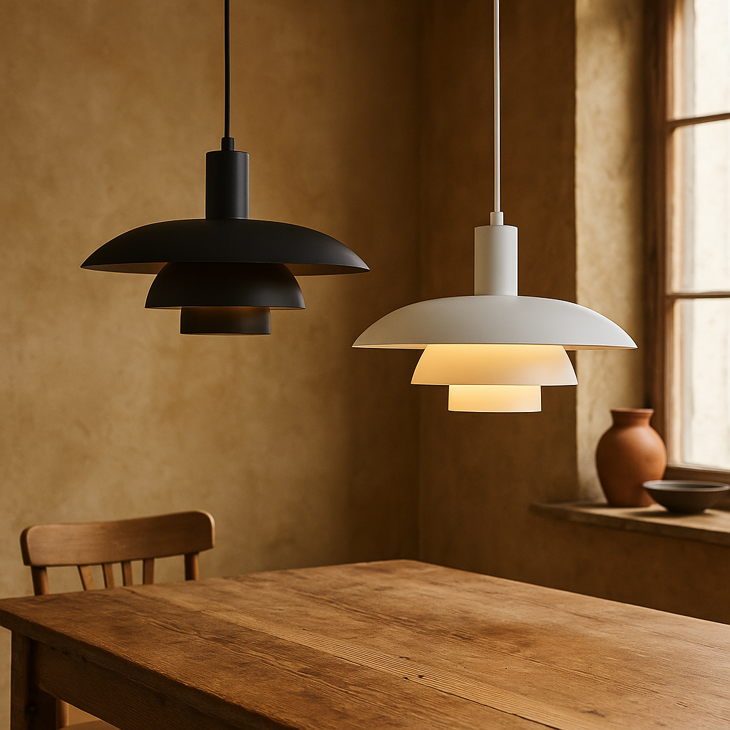 Pendant Lamp Scandinavian with Triple-Tiered Shade and Adjustable Height