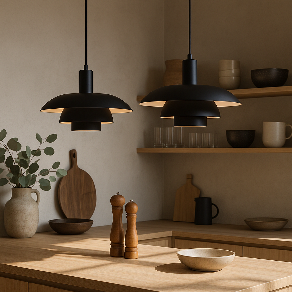 Pendant Lamp Scandinavian with Triple-Tiered Shade and Adjustable Height