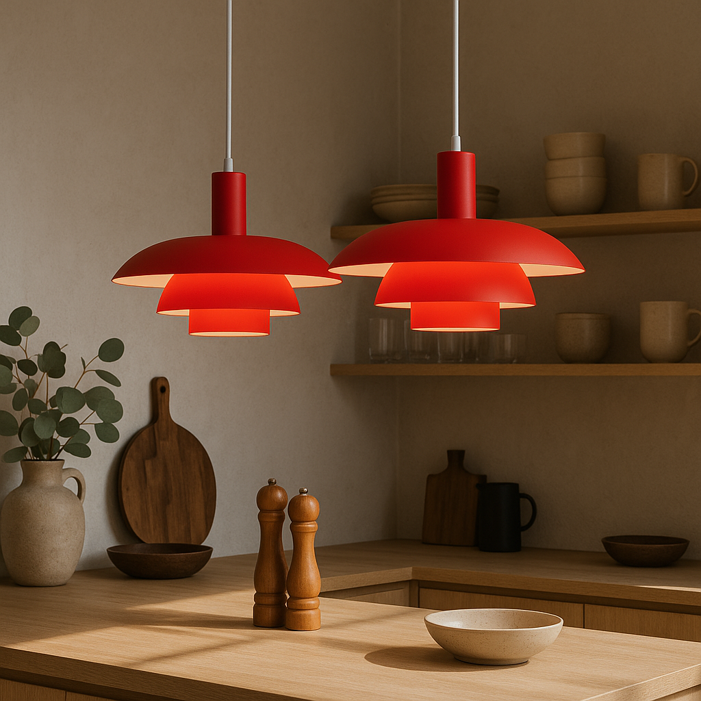 Pendant Lamp Scandinavian with Triple-Tiered Shade and Adjustable Height