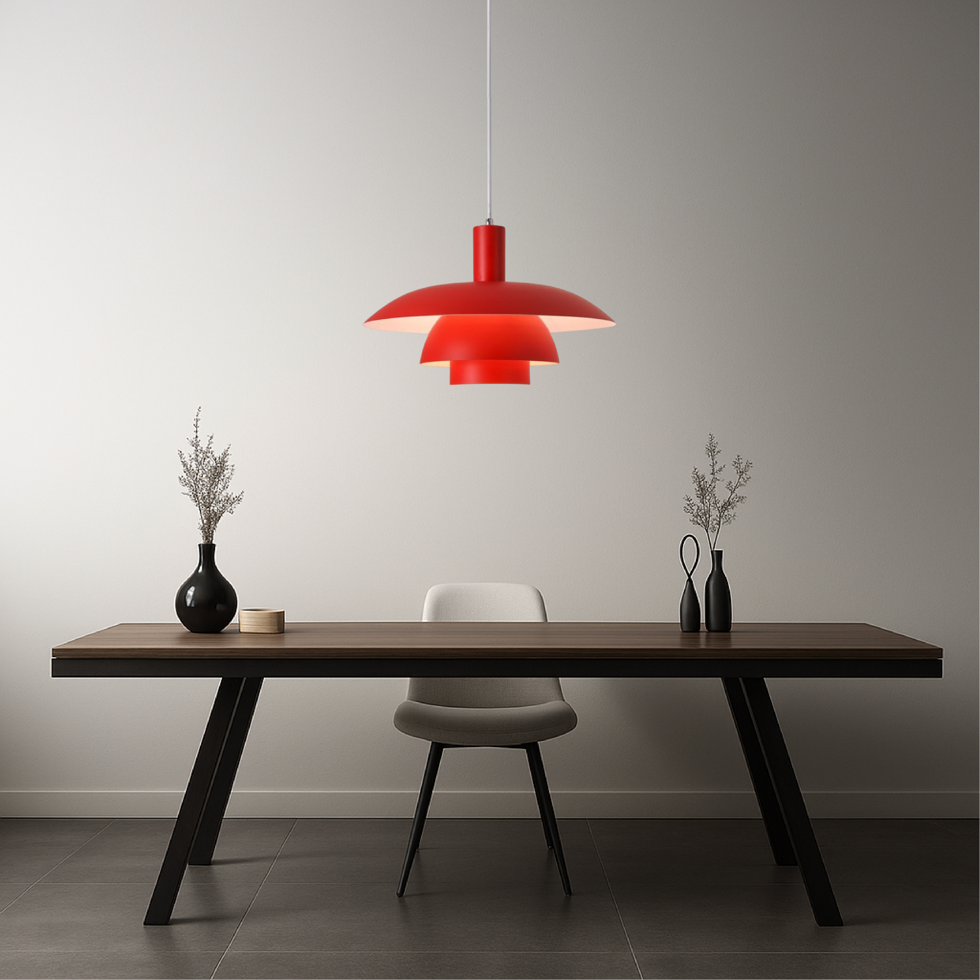 Pendant Lamp Scandinavian with Triple-Tiered Shade and Adjustable Height