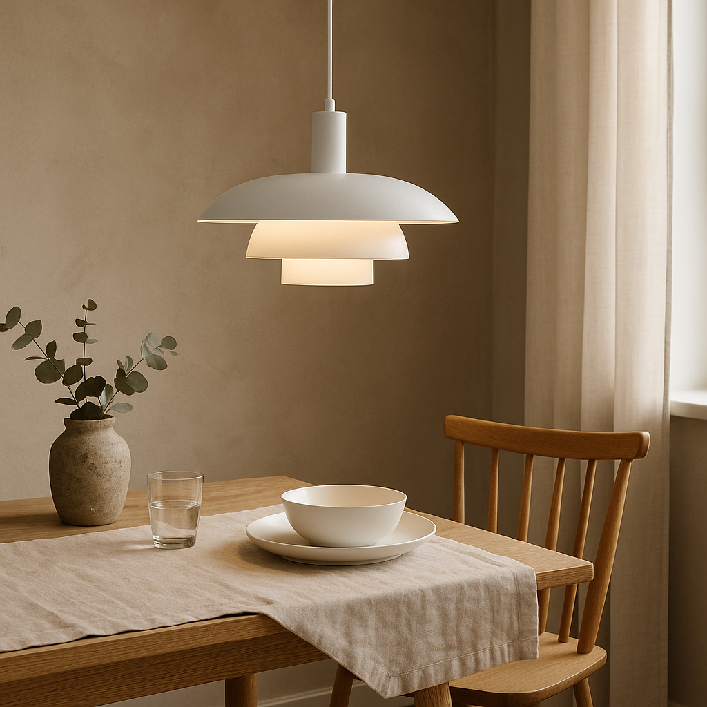 Pendant Lamp Scandinavian with Triple-Tiered Shade and Adjustable Height